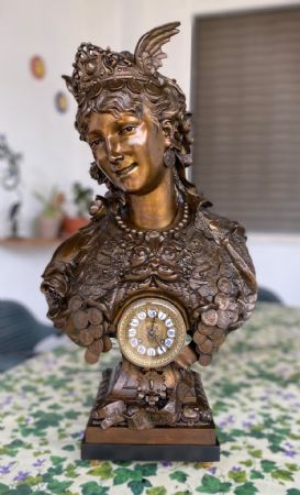 LARGE PENDULUM CLOCK SIGNED Arthur Waagen “TIME IS MONEY” (1833-1898) H. 72