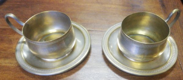 Pair of brass cups