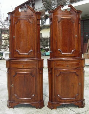 pair of corner cupboards