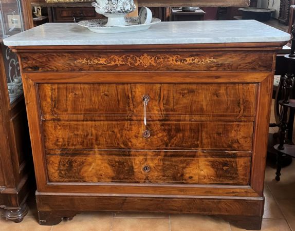 Genoese inlaid Charles X chest of drawers