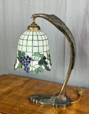 GRANDE LAMPADA STILE TIFFANY IN BRONZO FRANCIA ANNI 70/80 H.50