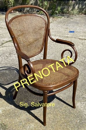 POLTRONA THONET in FAGGIO CURVATURA a VAPORE con PAGLIA DI VIENNA EPOCA 1888