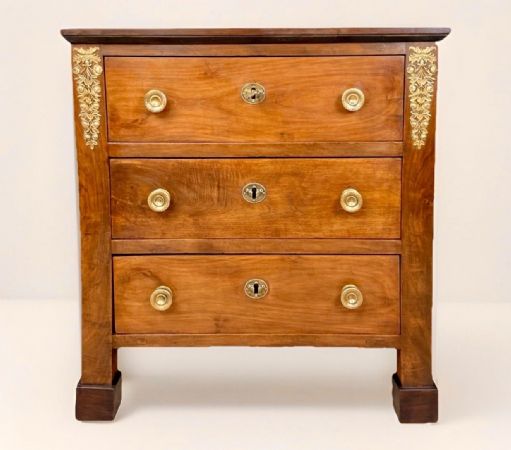 🥇Rarissimo Piccolo Cassettone Antico in Noce Epoca Impero 1805/10🥇