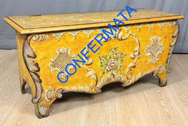 Antique Venetian/Tuscan Lacquered Chest, 19th Century