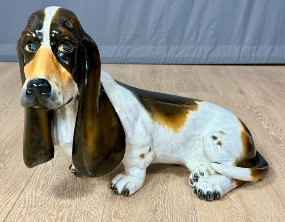 🥇Grande statua Cane Ceramica del 900 italiano Basset Hound🥇