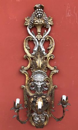 Applique en bois peint polychrome