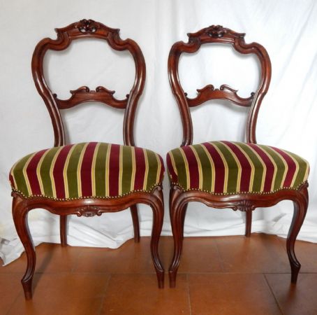Paar Stühle aus Mahagoni, Genueser
    