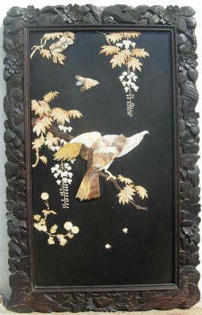 Panel with bone and mother-of-pearl inlay