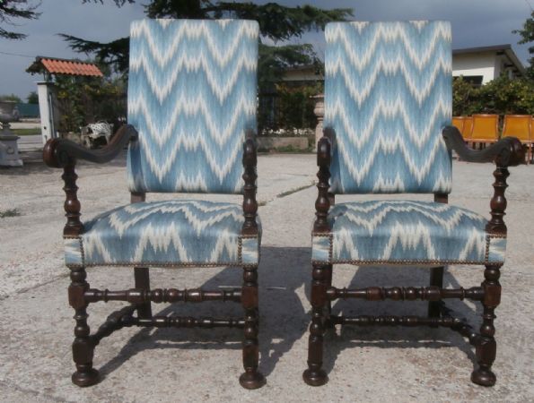 pair of armchairs in walnut