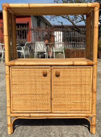 bamboo and wicker cabinet
    