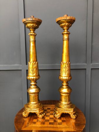 Paire de chandeliers en argent doré