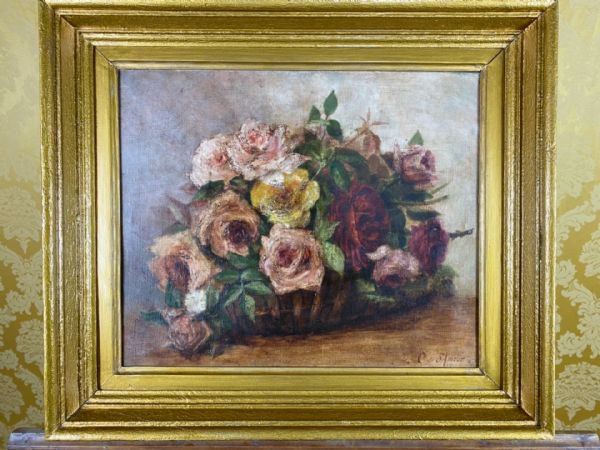 Oil painting on canvas signed still life flowers 1800/900
    