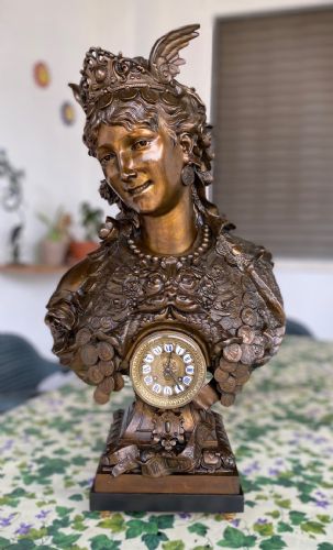 GRAN RELOJ DE PÉNDULO FIRMADO POR Arthur Waagen “EL TIEMPO ES DINERO” (1833-1898) H. 72