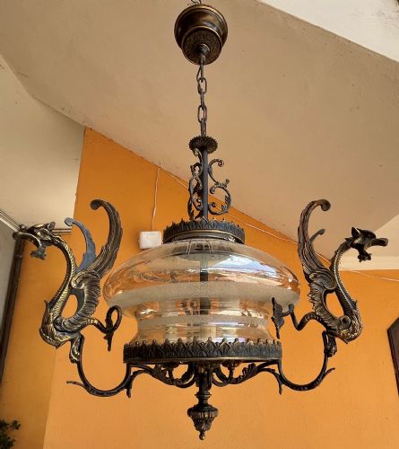 chandelier with bronze dragons
    