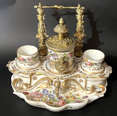 raro calamaio in ceramica dipinta