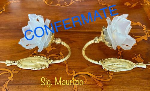 Coppia di applique in bronzo dorato d’epoca restaurati 