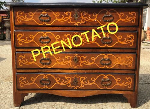 Inlaid chest of drawers from 18th century Piedmont.