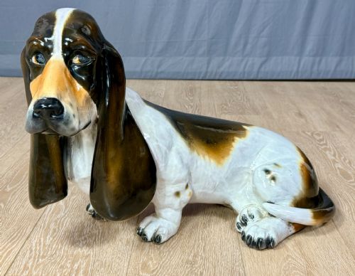 🥇Grande statua Cane Ceramica del 900 italiano Basset Hound🥇