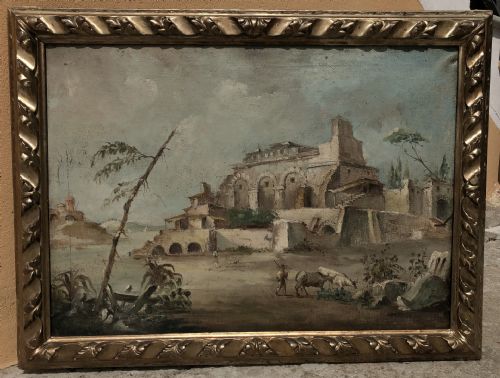 paysage avec personnages et troupeaux, XIXe siècle
    