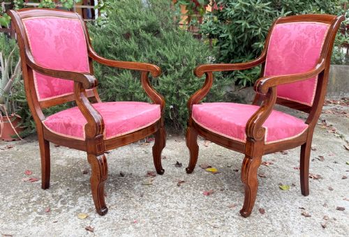 🥇Coppia Poltrone Impero Mogano Intarsiate Filette PARIGI epoca primi ‘800🥇