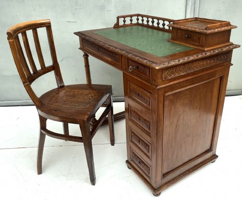 Small Art Nouveau desk complete with chair