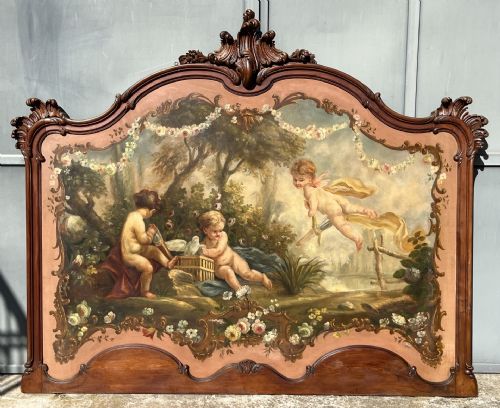 allegoria di putti, con colombe, entro ghirlande di fiori