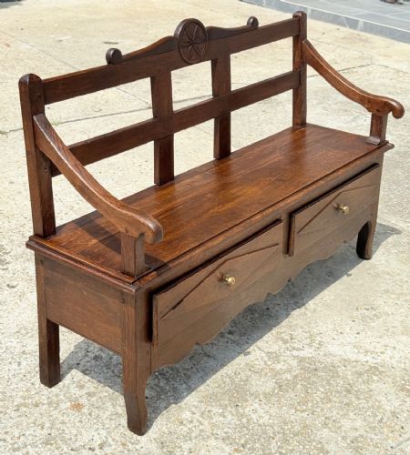 🥇Panca d’epoca in Rovere  con Cassettiera Val Varaita Prima Metà ‘800🥇
