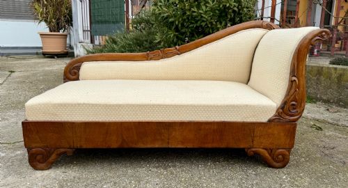 🥇DORMEUSE CHISE LONGUE ANTICA AUTENTICA in NOCE, Carlo X Primi ‘800🥇