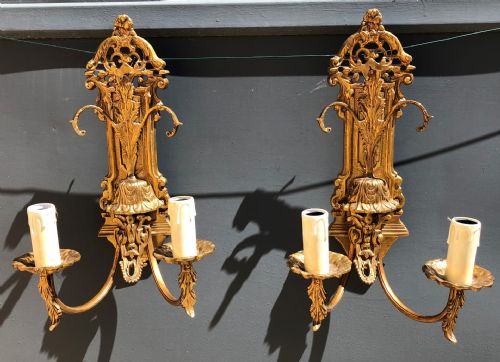 Pair of gilded bronze sconces