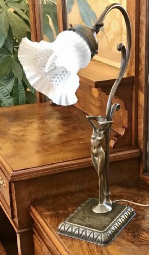 Patinated bronze lamp signed "Moreau"
    