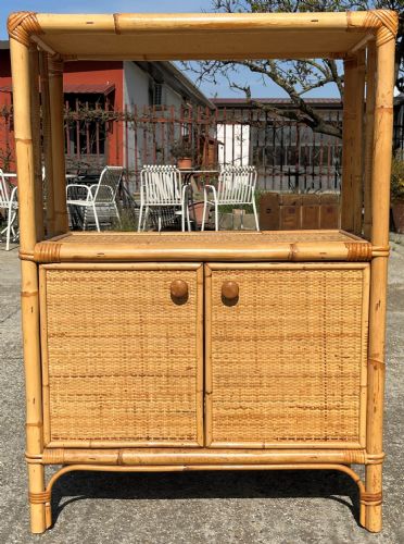 bamboo and wicker cabinet
    