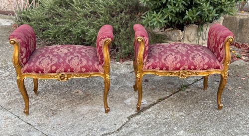 🥇Deux Bancs Dorés Antiques Époque 1800 Italiennes 🥇