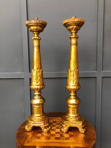 Pair of mercury gilded silver candlesticks