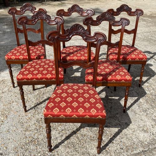 Stupende 6 Sedie in Noce Antiche Epoca Carlo X 1815/20