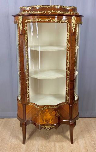 Splendida Vetrina Antica Intarsiata con Bronzi Dorati Parigi 1850/60