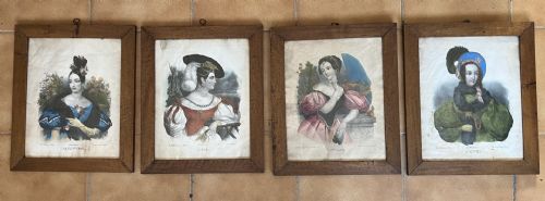 gruppo di quattro stampe acquerellate