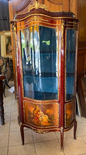 🥇Antica Vetrina vetrinetta Dipinto Firmato Bronzi Dorati Napoleone III “800
