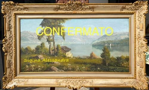 Grande dipinto olio su tela paesaggio; Restaurato, d’epoca primi ‘900 Firmato