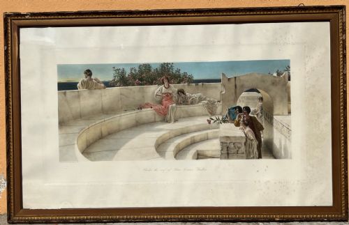 stampa acquerellata firmata : L. Alma Tadema