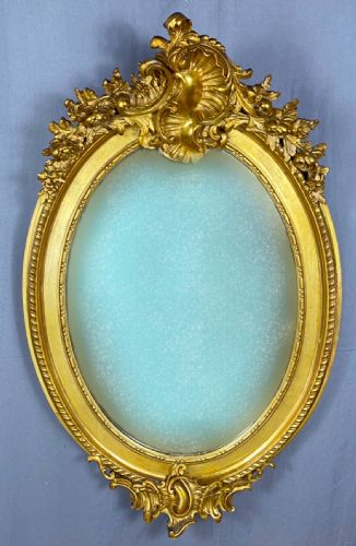 Grande Antica Specchiera Dorata Ovale Epoca Luigi Filippo 1850  Cm. 96x60 Oro Zecchino