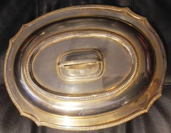 silver vegetable dish, with lid
    
