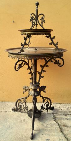 tavolino tondo in bronzo e ottone