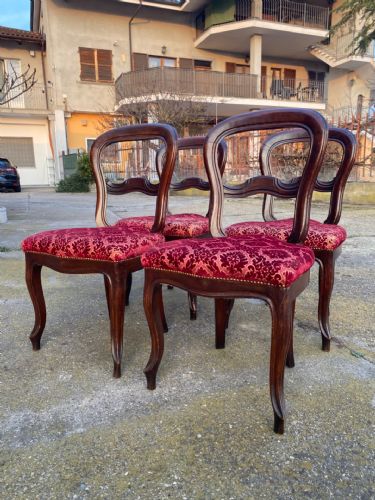Gruppo di 4 sedie Perfette Luigi Filippo del 1800 in legno di Noce Italia *** € 399 *** 